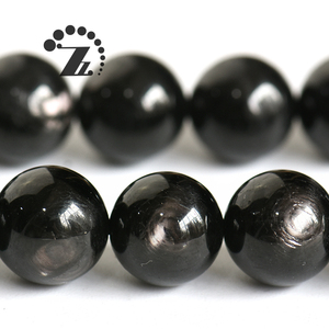 紫苏辉石天然黑银线石光面圆珠串珠 diy材料手工饰品配件半成品