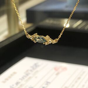 日本代购直邮 海洋之泪~日本制marisol 10k黄金蓝宝石钻石项链