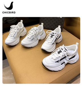 悦丽鸟2022新欧洲站真皮女鞋韩版增高休闲系带超轻老爹鞋5576-1