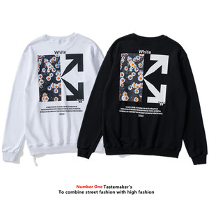 ins潮牌off小雏菊印花箭头男女情侣ow欧美长袖卫衣white超火上衣