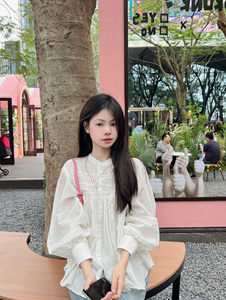 纯色娃娃衫长袖衬衫女2024年新款韩版设计感法式甜美简约百搭衬衣