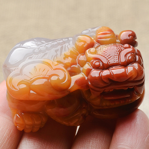 正品天然黄龙玉阴阳眼霸王貔貅手把玩件缅甸a货玉石男招守财古兽