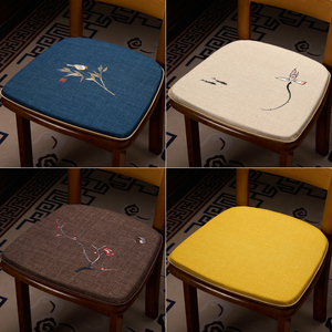 新中式刺绣餐椅垫家用马蹄形餐桌椅子座垫防滑可拆洗海绵坐垫定制