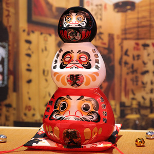 日式达摩创意玄关装饰品店铺开业礼品大号陶瓷招财开运祈愿小摆件