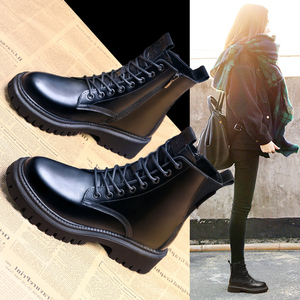 真皮马丁靴英伦风女2022年新款春季女鞋加绒短筒秋冬短靴百搭鞋子