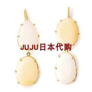 *日本代购耳环K18白蛋白石色彩天然半贵石珠宝高级限定8.28印度製