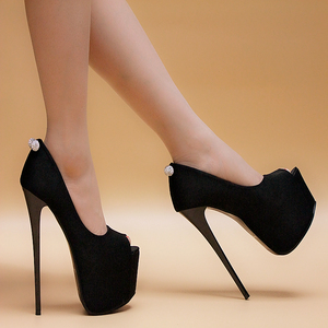 超高跟鞋性感细跟夜店女鞋2020新款鱼嘴单鞋高跟鞋防水台凉鞋17cm