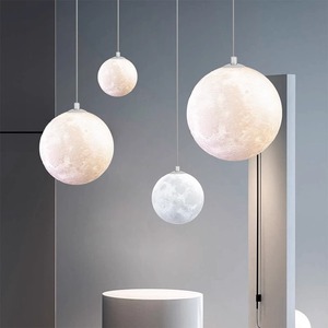 餐厅吊灯月球灯星球月亮灯现代简约创意北欧设计师款吧台餐桌灯具
