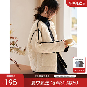 XWI/欣未小香风棉衣棉服女冬季拼接设计复古纽扣优雅气质短款外套
