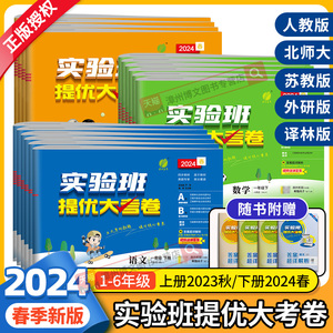 2024春新版实验班提优大考卷一二三年级四五六年级下册上语文数学英语人教版苏教北师大全套课本同步训练习册小学单元期末测试卷子