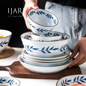 亿嘉中式陶瓷餐具饭碗家用面碗汤碗青花日式米饭碗套装碗碟碗盘