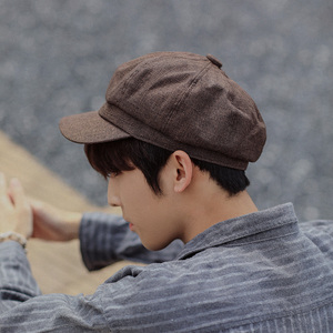 日系复古文艺百搭八角帽男夏季薄款英伦报童帽贝雷帽画家帽潮帽子