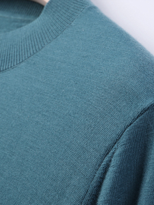 春季新款16针90条精纺100纯羊毛衫圆领基础平板纯色中年男士毛衣