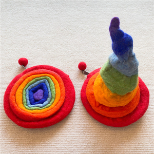 chicmiu工厂店尼泊尔手工羊毛毡 彩虹魔法帽零钱包小包耳机包卡包