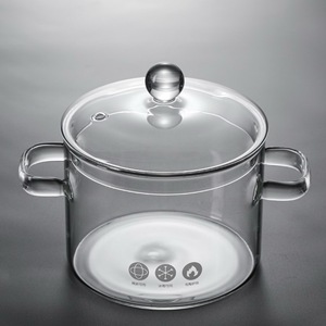 高硼硅玻璃汤锅家用耐高温透明煲汤碗燃气明火加热烧水泡面小奶锅