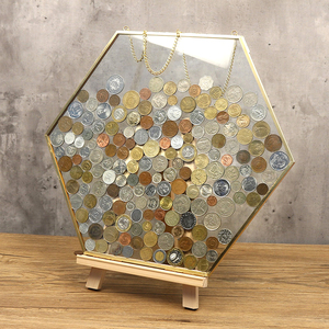 小红书推荐硬币相框六边形玻璃相框硬币收藏硬币展示画框玄关摆件