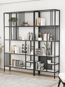 简约时尚铁艺置物架艺术现代隔断书架金属工艺落地客厅隔断收纳架