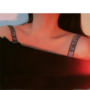 原创辣妹纯欲性感水钻字母内衣肩带文胸罩带子无痕可拆卸露肩外穿