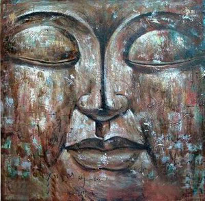 手绘油画装饰画菩萨佛头佛像唐卡密宗挂像招财富贵无心是净fz107