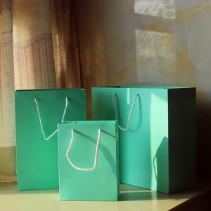 candlefun蒂芙尼蓝绿色 薄荷绿色 黑白色卡纸纯色手提袋礼品袋子