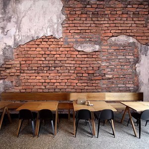 工业风墙纸复古怀旧砖墙壁纸餐厅水泥砖纹叙利亚风格装修背景墙布