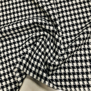 秋冬简约黑白双面千鸟格毛料原装定制花呢面料加厚粗纺羊毛呢布料
