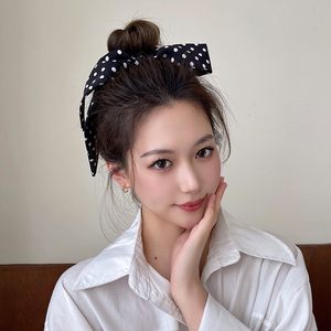 ins网红发带女绑发优雅大肠发圈波点蝴蝶结头饰2022年新款扎头绳