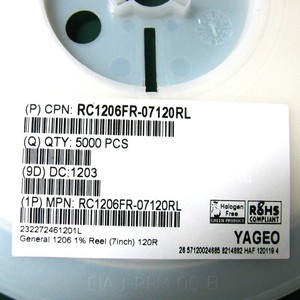 RC1206FR-07120RL YAGEO国巨品牌贴片式电阻 120R 欧 1% 1206封装