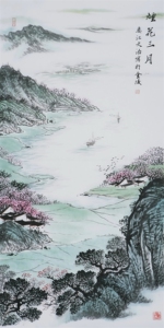 名家 宋文治 风格【404】山水 国画 桃花春景 字画 手绘 四尺 竖