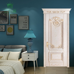 三木森实木门套装门卧室房间欧式雕花烤漆复合原木描金室内门定制