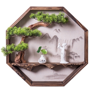 新中式墙面挂件实木挂饰办公室玄关背景墙上餐厅走廊墙壁软装饰品