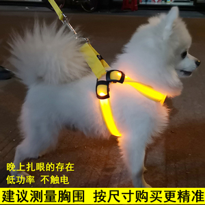狗狗牵引绳背心式LED发光胸背泰迪链子夏天夜光狗绳小型USB充电