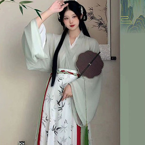 宫羽衣原创汉服女竹韵正品晋制交领齐腰一片式破裙日常秋冬款