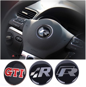 大众速腾cc宝来polo高尔夫6/7个性改装r标方向盘标金属装饰车标贴