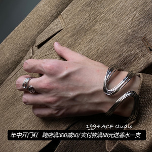 柴夫工作室/S114 欧美金属线条多层缠绕手镯复古夸张走秀款戒指