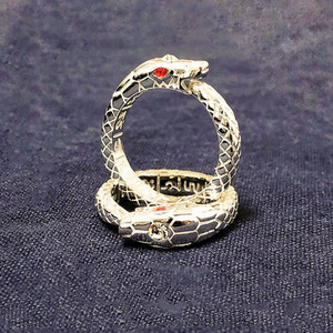 阿赞力矿灵蛇戒指 纯银经文咬尾蛇戒指佛饰真品 泰国佛牌