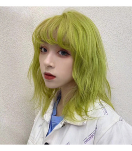 贝儿绿色假发女中长发短发酷帅气潮色短卷发气质网红新式发套头套