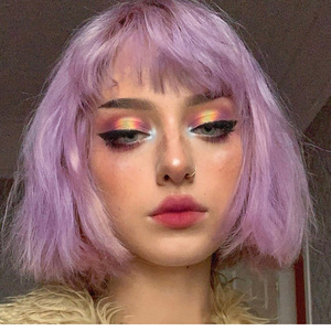 贝儿紫色假发女短发酷帅气彩色网红主播时尚自然欧美潮色新式发套