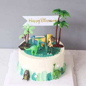 儿童生日蛋糕装饰恐龙摆件男孩玩具小恐龙模型霸王龙12款恐龙当家