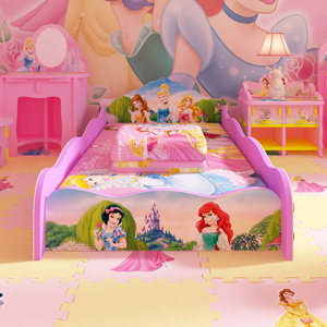 迪士尼儿童床女孩单人床女孩床公主床儿童卡通床带护拦包邮