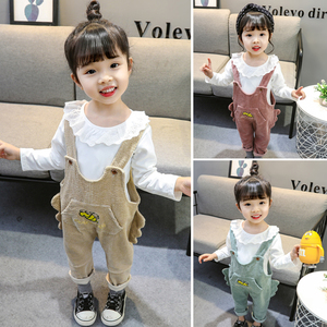 宝宝春装女0时髦1女童套装2019新款洋气4婴儿3岁韩版背带裤两件套