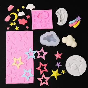 卡通月亮星星立体云朵五角星硅胶模具翻糖蛋糕装饰插件巧克力模具