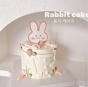 网红ins女生蛋糕装饰粉色可爱兔子甜品翻糖干佩斯立体草莓硅胶模