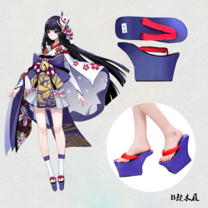 阴阳师人物雪女月见之樱蝴蝶精吸血姬cos实木屐日本动漫鞋子大号
