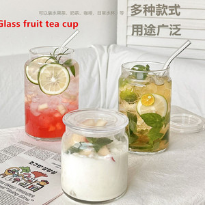 700ml网红水果茶玻璃杯 果汁杯新款创意大口容量果饮杯子咖啡杯