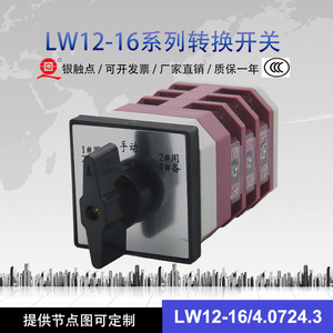 LW12-16/4.0724.3万能转换开关一用二备1自动2备用3档3节三九电器