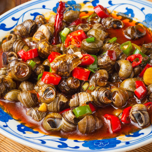 香辣口味嗦螺袋装500g加热即食酒店半成品熟食炒麻辣田螺螺蛳商用