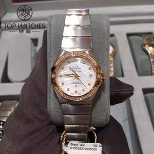 陪同验货 欧米茄星座123.25.27.20.55.005女表白色贝母盘钻刻27mm