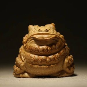 雅阁竹舍新款文玩满钉竹根雕金蟾把玩件抛钉凸钉一把抓手把件定制