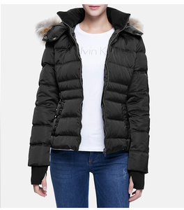 ck女装羽绒服中长款修身保暖羽绒外套短羽绒上衣休闲纯色国内代购